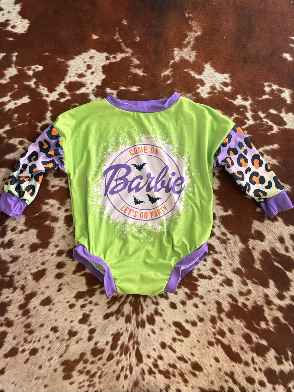 Barbie Lime Green and Purple Leopard-longSleeve Kids One-Piece Halloween